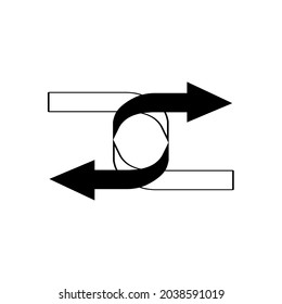 Arrow icon. Recycle, recurrence, renewal, swap or exchange,  reload vector illustration. Simple style and isolated on a blank background.