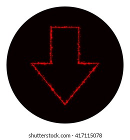 Arrow icon of red lights on black background. Neon vector icon