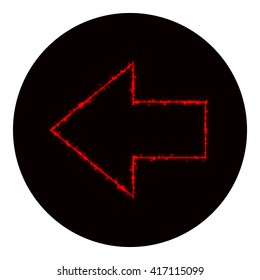 Arrow icon of red lights on black background. Neon vector icon