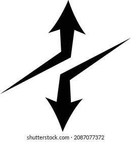 Arrow icon to refract. Upward and downward icon set.