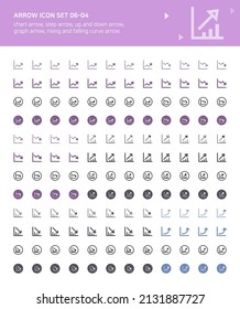 Arrow icon related to chart and graph.