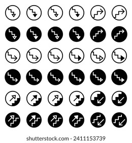 Pfeilsymbol in Bezug auf Diagramm und Diagramm.