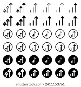 Arrow icon related to chart and graph.