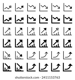 Arrow icon related to chart and graph.