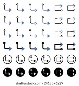 Arrow icon related to connection and flow.