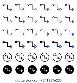 Arrow icon related to connection and flow.