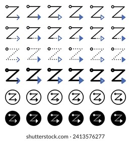 Arrow icon related to connection and flow.