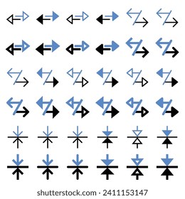 Arrow icon related to the direction of confrontation and collision.