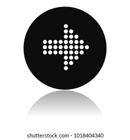 Arrow icon. Round black icon with reflection. Vector illustration on white background