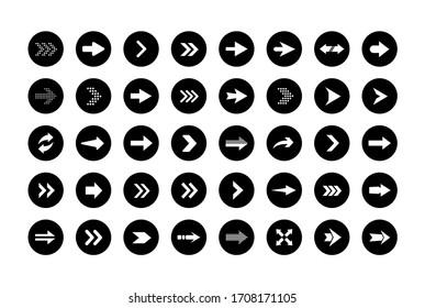 Arrow icon in round shape. Big set of vector flat arrows. Collection of concept arrows for web design, mobile apps, interface and more.