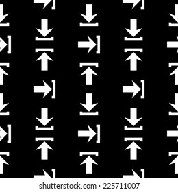 Arrow icon seamless pattern on black background. Vector illustration.