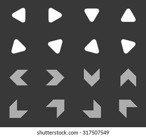 Arrow icon set 5, simple white image on black background