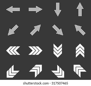 Arrow icon set 6, simple white image on black background