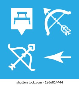 arrow icon set about rest area pin, cupid, bow and arrow and direction vector set