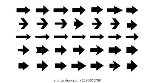 Arrow icon set. Arrows set of 35 black icons. Arrow vector collection isolated on white background. Mega set of vector arrows.