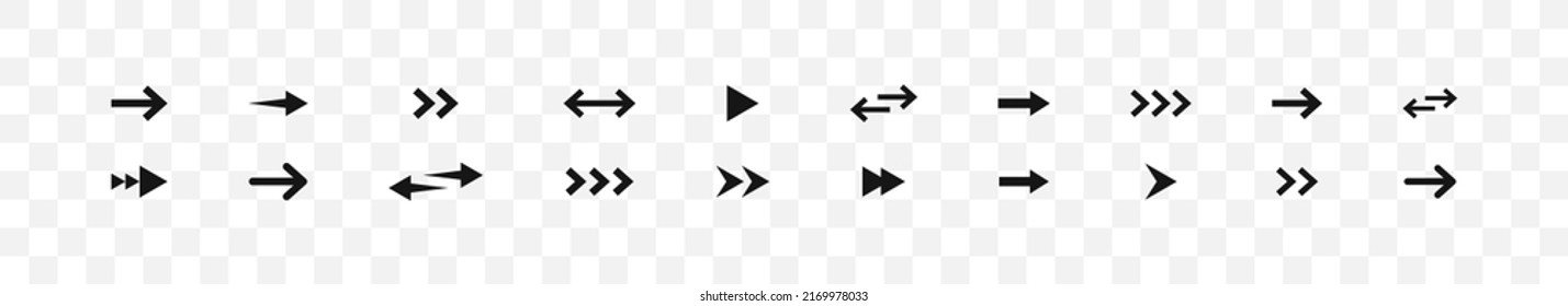 Conjunto de iconos de flecha. Colección Flechas. Iconos del cursor. Ilustración aislada del vector.