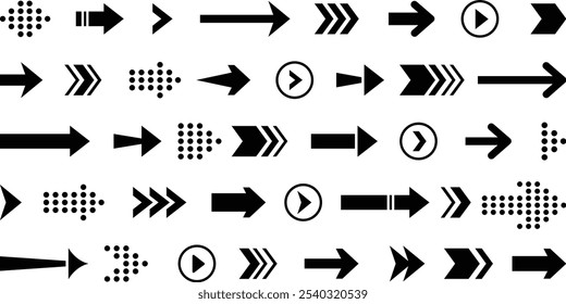 Arrow icon set. Arrows vector collection. Arrow. Black arrows icons. Cursor. Different arrow signs.