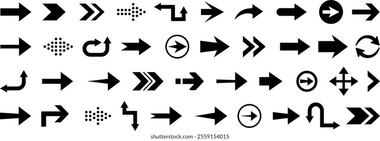 Arrow icon set. Arrows vector collection. Arrow. Black arrows icons. Cursor. Different arrow signs. Direction symbols