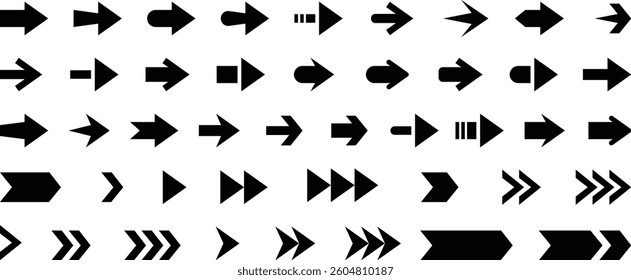 Arrow icon set. Arrows vector collection. Arrow. Black arrows icons. Cursor. Different arrow signs.