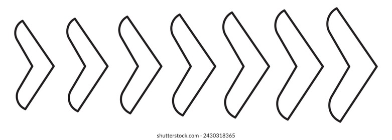 Icono de flecha. Establecer símbolos de flechas negras. Efecto Fusión. Vector aislado sobre fondo blanco