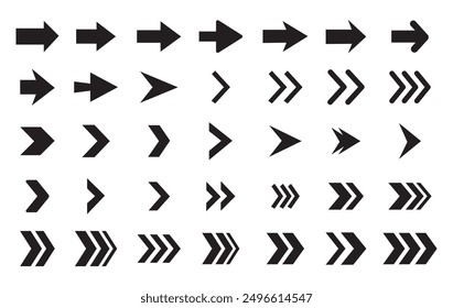 Arrow icon set. Black arrows icons. Different cursor arrow direction symbols in flat style. simple arrows, Cursor. Modern simple arrows. Vector illustration