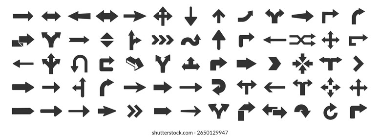 Arrow icon set, black cursor arrows collection, flat vector symbols for web design and interface, modern direction clipart on transparent background - Powered by Shutterstock - Get 15% off with code: PIKWIZARD15