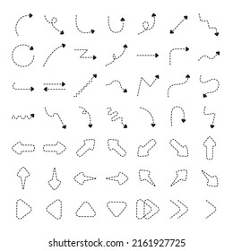 Arrow icon set, black dotted line. Arrow vector set. isolated background