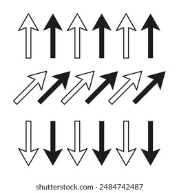 Arrow icon set. Black vector collection. Directional symbols design. Simple navigation elements.