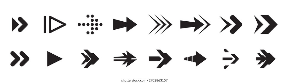 Pfeil-Symbol gesetzt. Schwarze Vektorpfeile Symbole Pfeil Symbol Set Pfeilsymbol Schwarzes Symbol Set Vektorgrafik.