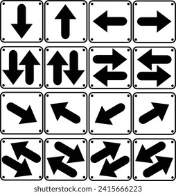 Arrow icon set black and white. Left right down and up arrow icons. Arrows for web design, mobile apps, interfaces and more. Vector stock illustration EPS 10.