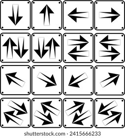 El icono de flecha está en blanco y negro. Iconos de flecha arriba y abajo a la izquierda. Flechas para diseño web, aplicaciones móviles, interfaces y más. Ilustración del material del vector EPS 10.