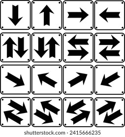 Pfeilsymbol gesetzt Schwarz-Weiß. Links nach unten und nach oben Pfeilsymbole. Pfeile für Webdesign, mobile Apps, Schnittstellen und mehr. Vektorgrafik EPS10.