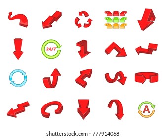 Arrow icon set. Cartoon set of arrow vector icons for web design isolated on white background