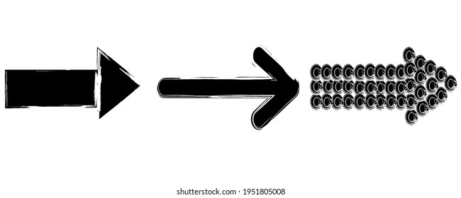 Arrow icon set. Collection of different arrows sign in grunge style. Black arrow vector - stock vector