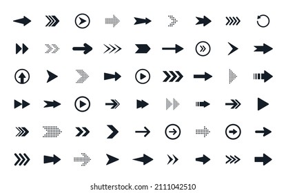 Arrow icon set. Collection of different arrows sign for web design. Arrow. Cursor. Arrow flat style isolated on white background. Vector illustration