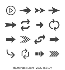 Conjunto de iconos de flecha. Colección de flechas diferentes. Pictogramas vectoriales negros.