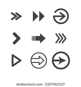 Arrow icon set. Collection of different arrows. Black vector pictograms.