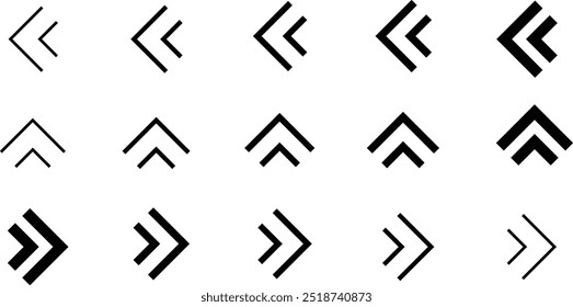 Arrow icon set. Collection of different direction signs. Different cursor arrow symbols. Arrows icons.  Arrow icon set. Arrow icon. Collection different arrows sign. Different arrows or web icon.