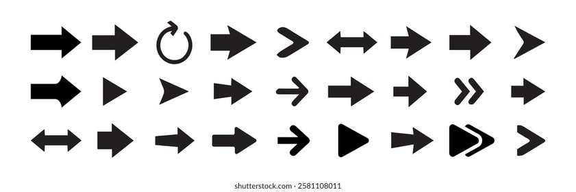 Arrow icon set. Arrow. Collection different arrow signs. Different cursor arrow direction symbols in flat style. You can use it perfectly for your design.