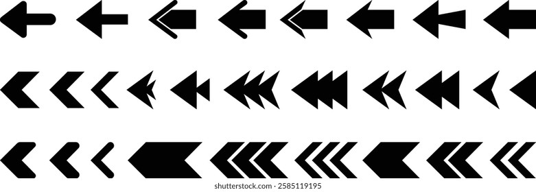 Arrow icon set. Collection different arrows sign. Arrow. Different cursor arrow direction symbols in flat style. Cursor. Arrows vector collection. Vector illustration