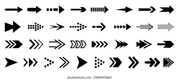 Arrow icon set. Collection different arrows sign. Arrow. Different cursor arrow direction symbols in flat style. Cursor. Arrows vector collection. Vector illustration