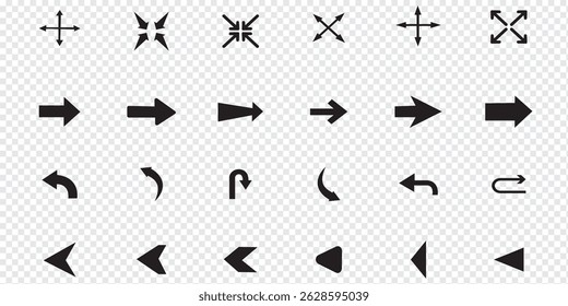 Conjunto de iconos de flecha. Colección de diferentes signos de flechas. Flechas negras del Vector, Ilustración vectorial. Hermosas colecciones de Vector de flecha.