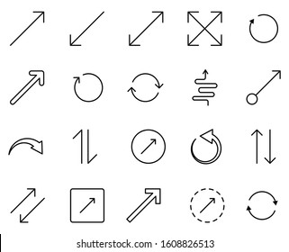 Arrow icon set. Collection of high quality outline web pictograms in modern flat style. Black Arrow symbol for web design and mobile app on white background. Line logo EPS10