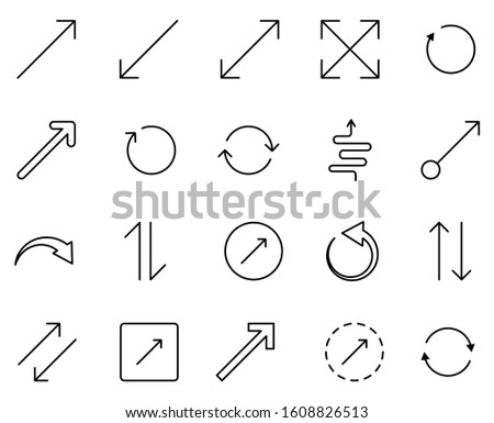 Arrow icon set. Collection of high quality outline web pictograms in modern flat style. Black Arrow symbol for web design and mobile app on white background. Line logo EPS10