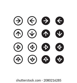 arrow icon set. collection of icons for web and music player. black on white background