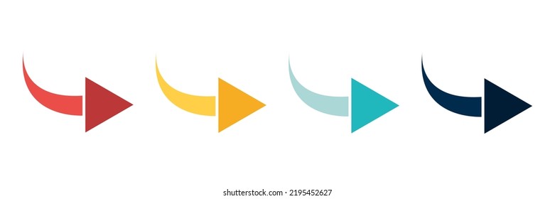 Arrow icon set. Colored arrow symbols. Arrow of different types. Arrow isolated vector graphic elements.