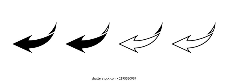 Arrow icon set. Colored arrow symbols. Arrow of different types. Arrow isolated vector graphic elements.