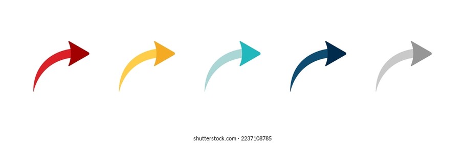 Arrow icon set. Colored arrow symbols. Arrow of different types. Arrow isolated vector graphic elements.