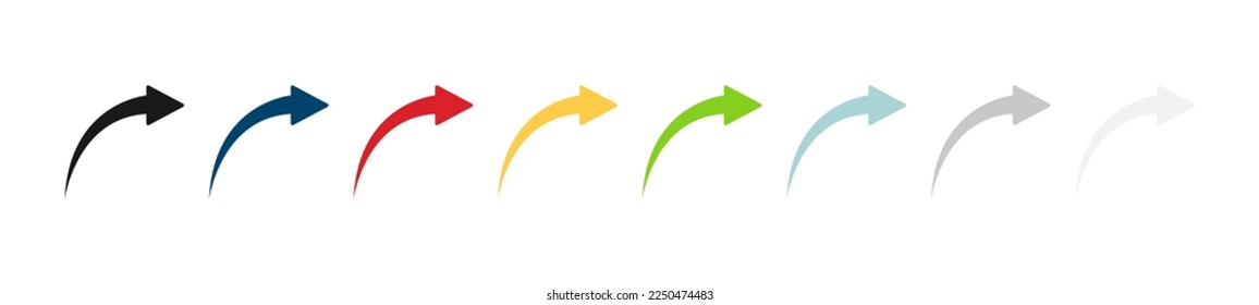 Conjunto de iconos de flecha. Símbolos de flecha de color. Flecha de diferentes tipos. Elementos gráficos vectoriales aislados de flecha.