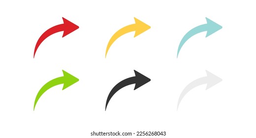 Arrow icon set. Colored arrow symbols. Arrow of different types. Arrow isolated vector graphic elements.